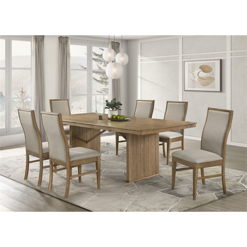 Pemberly Row 7-Piece Extension Dining Set in Distressed Light Brown