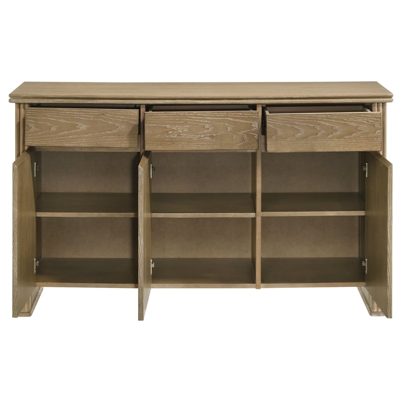 Pemberly Row 3-Door 59-Inch Sideboard Server in Distressed Light Brown