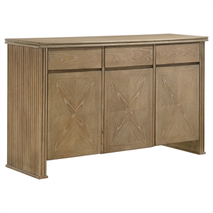 Pemberly Row 3-Door 59-Inch Sideboard Server in Distressed Light Brown