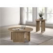 Pemberly Row 2-piece Round Wood Coffee Table Set in Distressed Light Brown