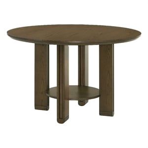 Pemberly Row 47-inch Round Wood Dining Table with Shelf in Brown