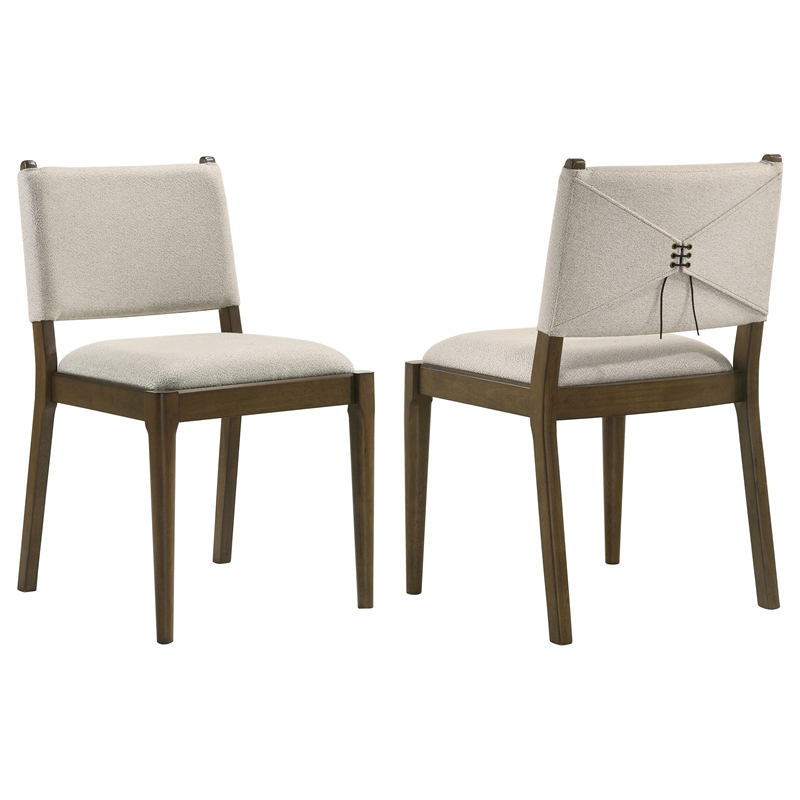 Pemberly Row Upholstered Fabric Dining Side Chair Set of 2 in Brown