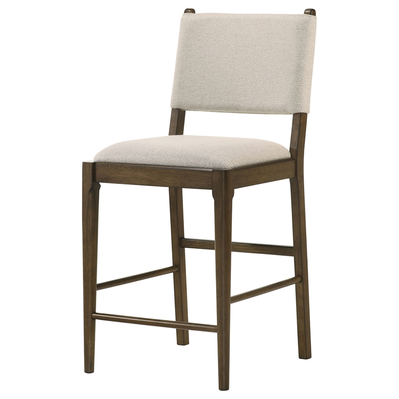 Pemberly Row Upholstered Fabric Counter Height Chair Set of 2 in Brown