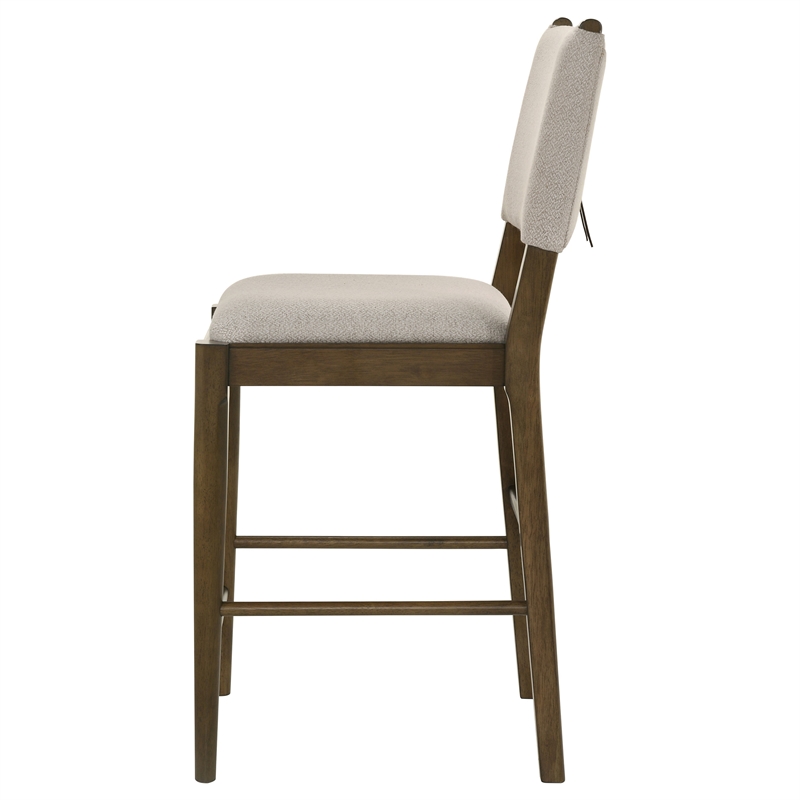 Pemberly Row Upholstered Fabric Counter Height Chair Set of 2 in Brown