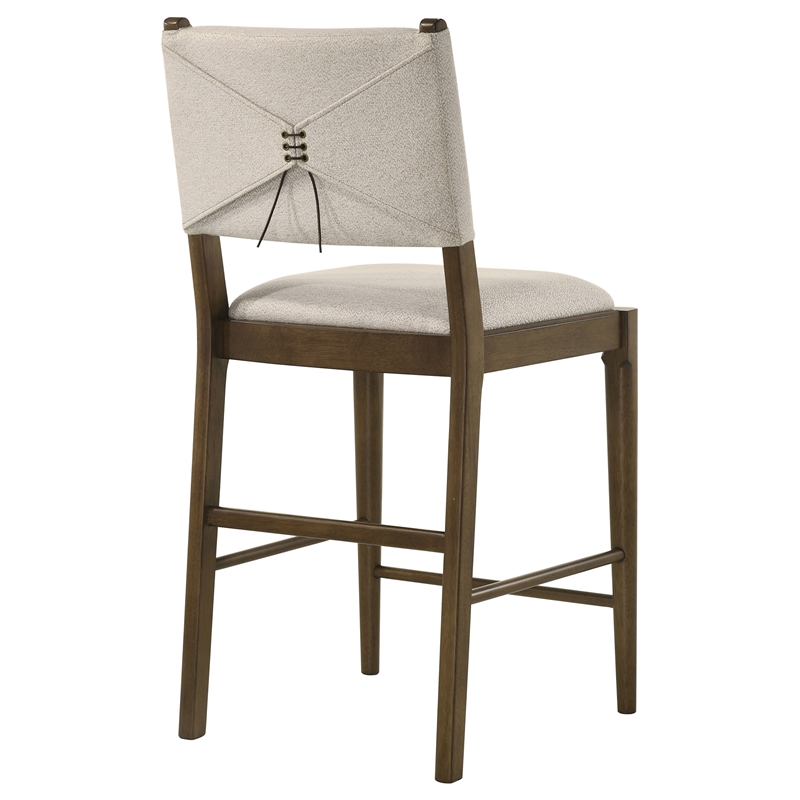 Pemberly Row Upholstered Fabric Counter Height Chair Set of 2 in Brown