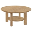 Pemberly Row 2-piece Round Transitional Wood Coffee Table Set in Washed Oak
