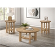 Pemberly Row 3-piece Round Transitional Wood Coffee Table Set in Washed Oak