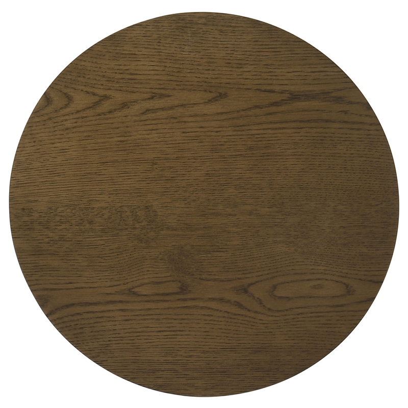 Pemberly Row 2-piece Round Transitional Wood Coffee Table Set in Brown