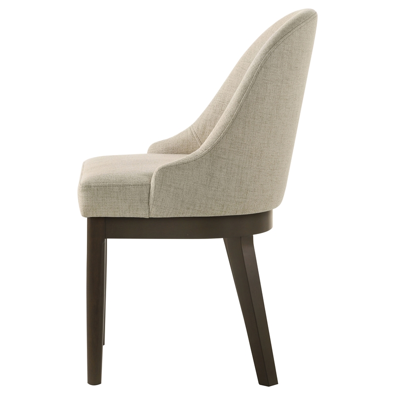 Pemberly Row Upholstered Fabric Dining Side Chair Set of 2 in Beige