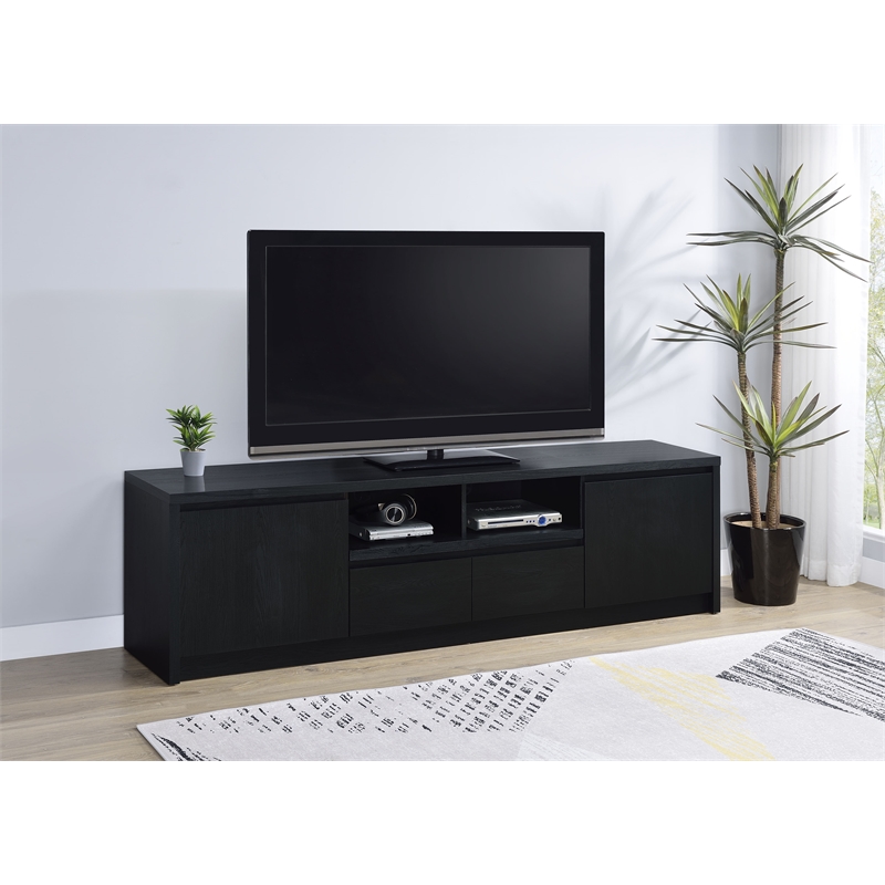 Pemberly Row 78-inch 2-door TV Stand Media Console in Black Finish