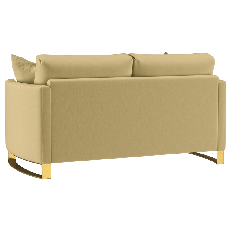 Pemberly Row 2-Piece Velvet Upholstered Sofa and Loveseat Set in Camel