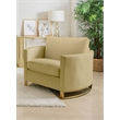 Pemberly Row Velvet Upholstered Curved Track Arm Accent Chair in Camel