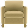 Pemberly Row Velvet Upholstered Curved Track Arm Accent Chair in Camel