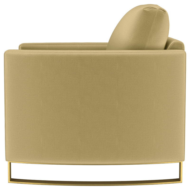 Pemberly Row Velvet Upholstered Curved Track Arm Accent Chair in Camel