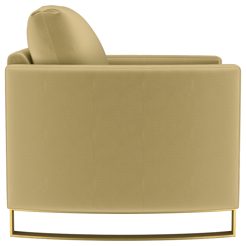 Pemberly Row Velvet Upholstered Curved Track Arm Accent Chair in Camel