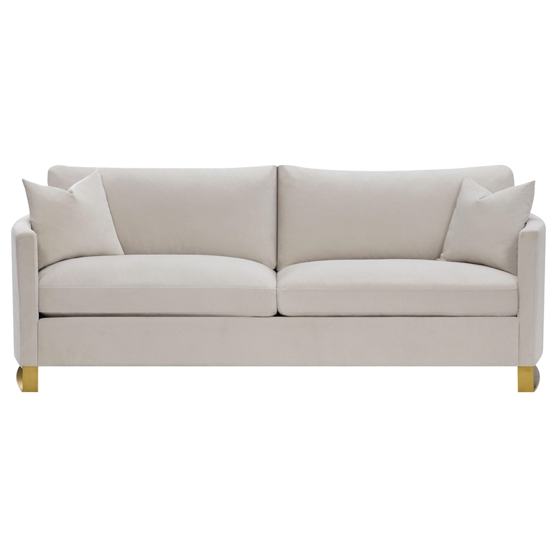 Pemberly Row 2-piece Upholstered Arched Arm Sofa and Loveseat Set in Beige