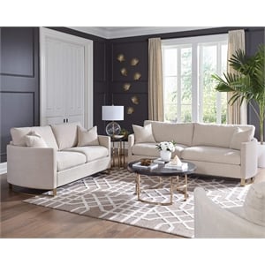 Pemberly Row 3-piece Arched Arm Sofa Loveseat and Chair Set in Beige