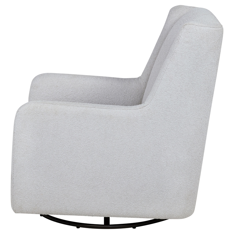 Pemberly Row Boucle Upholstered Swivel Glider Chair in Dove Grey