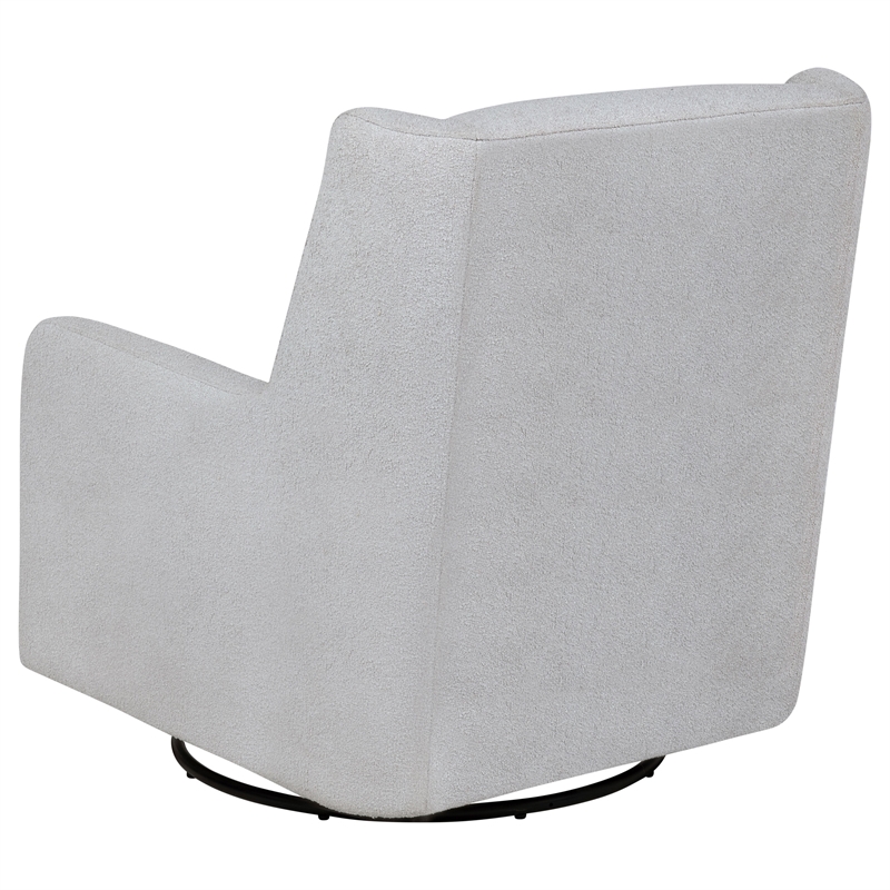 Pemberly Row Boucle Upholstered Swivel Glider Chair in Dove Grey