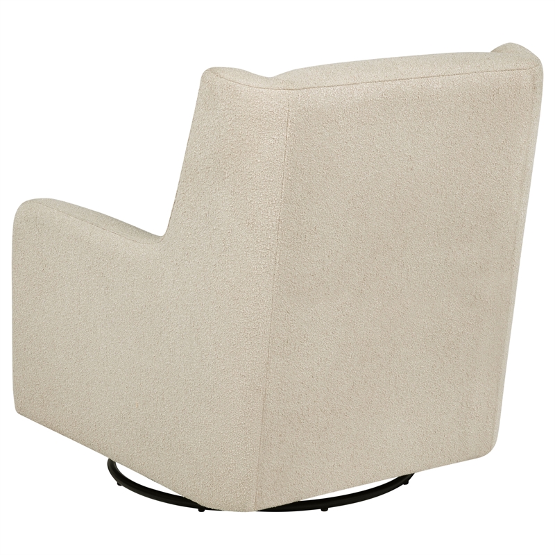 Pemberly Row Boucle Upholstered Swivel Glider Chair in Sandy Beige
