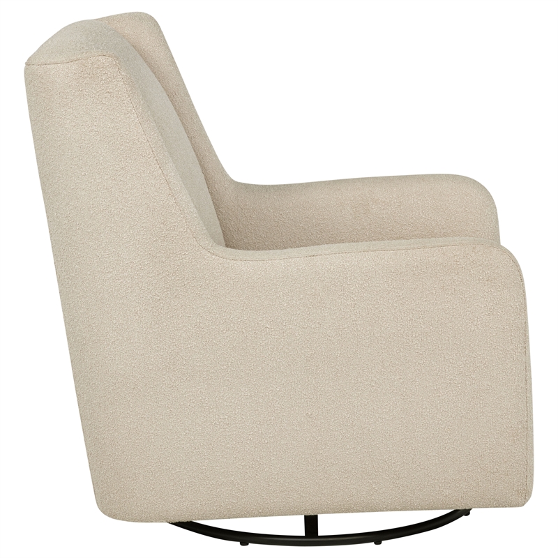 Pemberly Row Boucle Upholstered Swivel Glider Chair in Sandy Beige