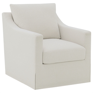 Pemberly Row Fabric Upholstered Sloped Arm Swivel Chair in Beige