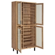 Pemberly Row 80-inch 4-door Tall Shoe Storage Cabinet in Natural Oak