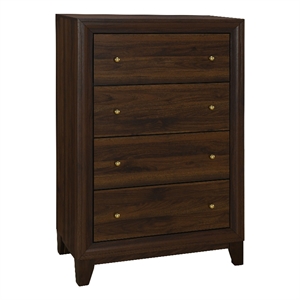 Pemberly Row 4-drawer Chest of Drawers with Gold Knobs in Walnut