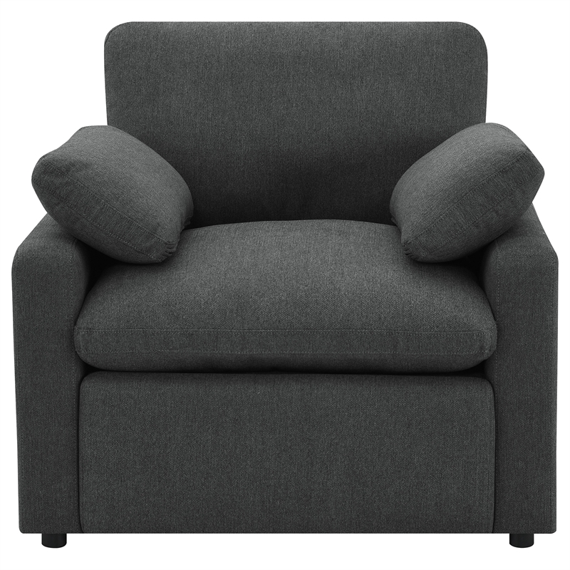 Pemberly Row Upholstery Fabric Power Recliner Chair in Dark Gray