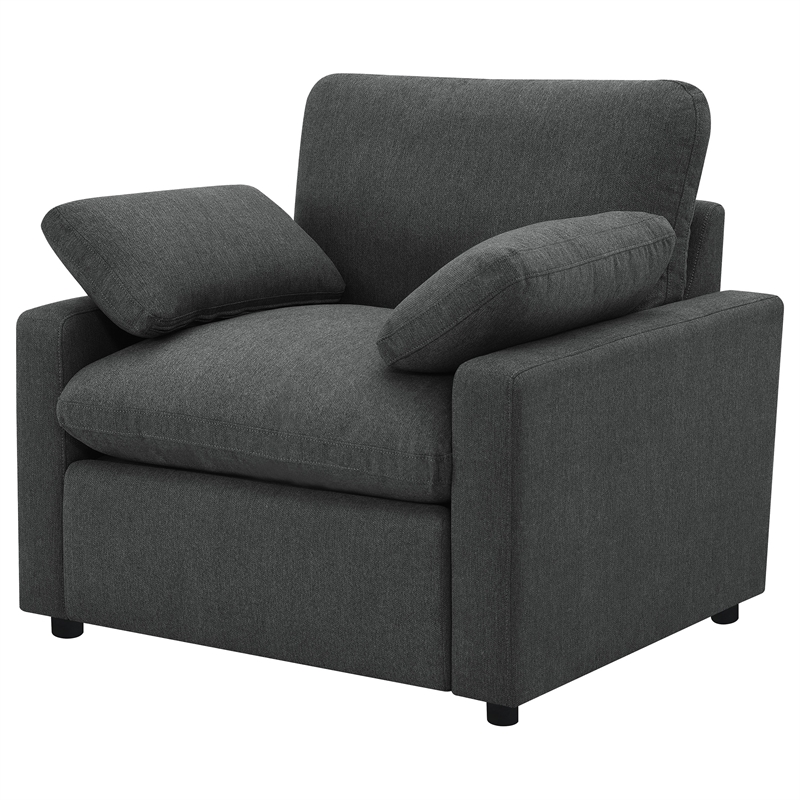 Pemberly Row Upholstery Fabric Power Recliner Chair in Dark Gray
