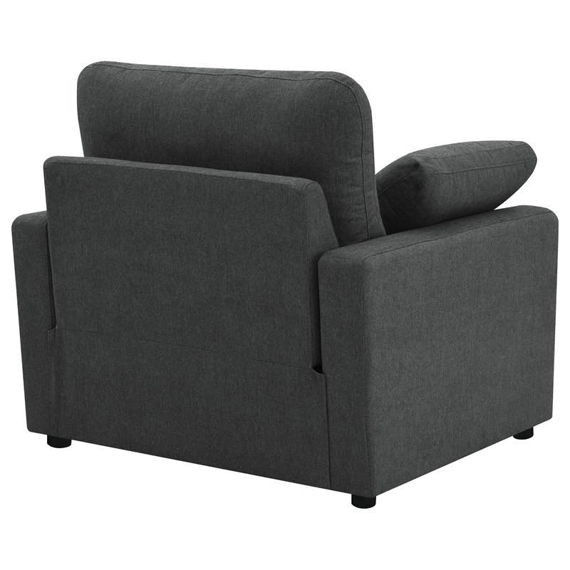 Pemberly Row Upholstery Fabric Power Recliner Chair in Dark Gray