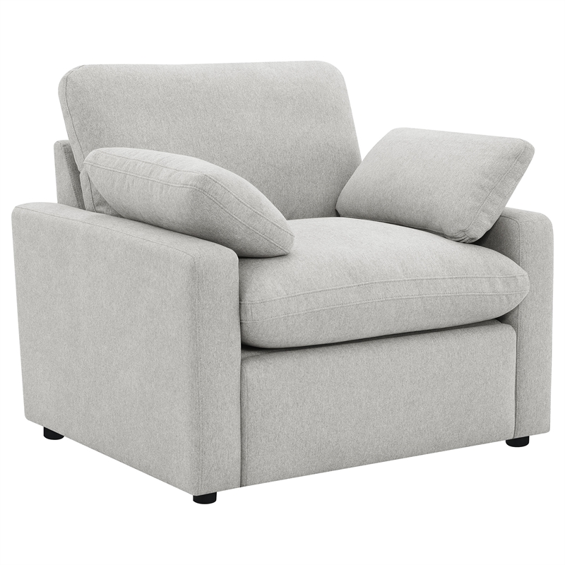 Pemberly Row Upholstery Fabric Wall-Hugging Power Recliner Chair in Gray