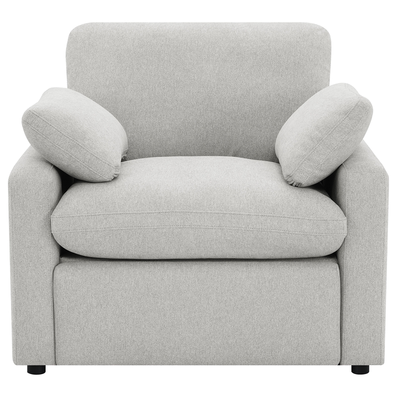Pemberly Row Upholstery Fabric Wall-Hugging Power Recliner Chair in Gray