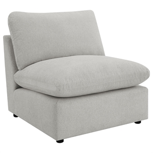 Pemberly Row Modular Upholstered Fabric Armless Chair in Gray