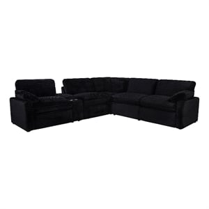 Pemberly Row 6-piece Fabric Modular Power Reclining Sectional in Black