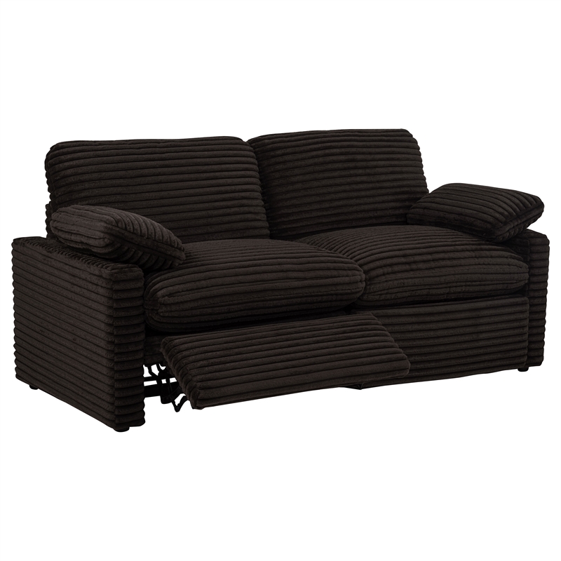 Pemberly Row Modular Upholstery Fabric Corduroy Power Loveseat in Brown