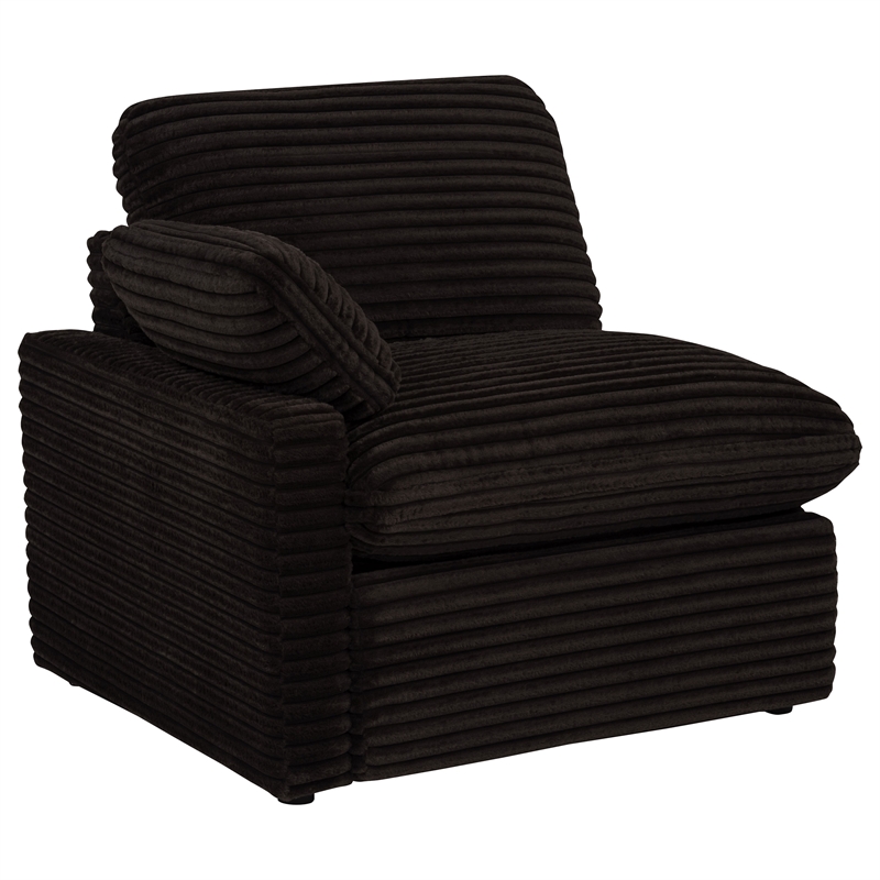Pemberly Row Modular Upholstery Fabric Corduroy Power Loveseat in Brown