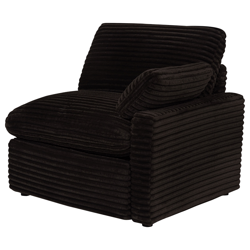 Pemberly Row Modular Upholstery Fabric Corduroy Power Loveseat in Brown