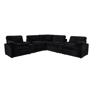 Pemberly Row 7-piece Fabric Modular Power Reclining Sectional in Black