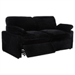 Pemberly Row Modular Upholstery Fabric Corduroy Power Loveseat in Black