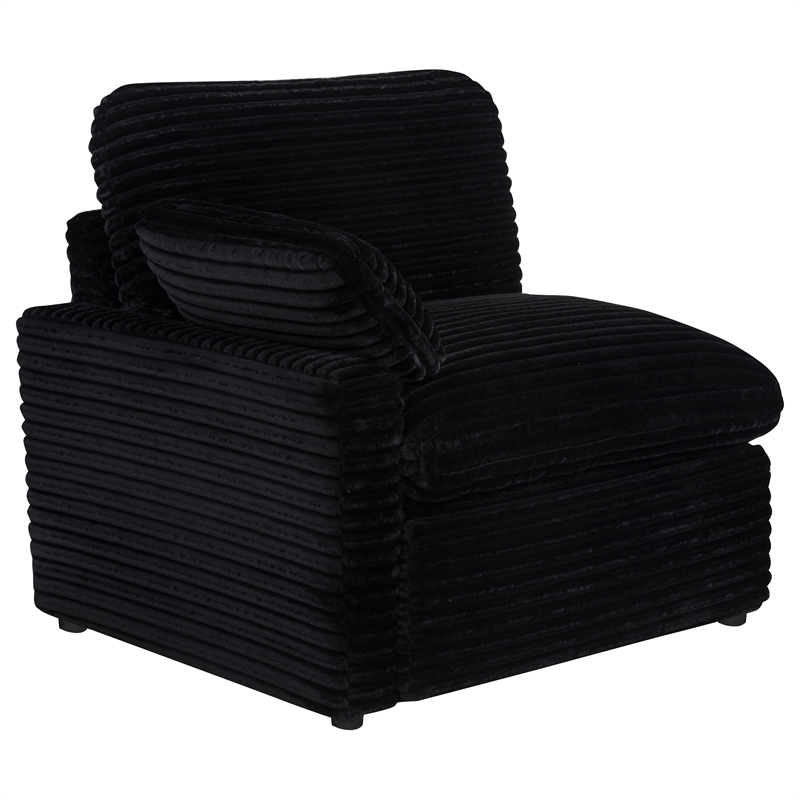 Pemberly Row Modular Upholstery Fabric Corduroy Power Loveseat in Black