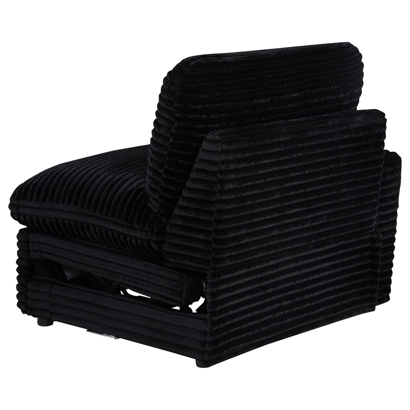 Pemberly Row Modular Upholstery Fabric Corduroy Power Loveseat in Black