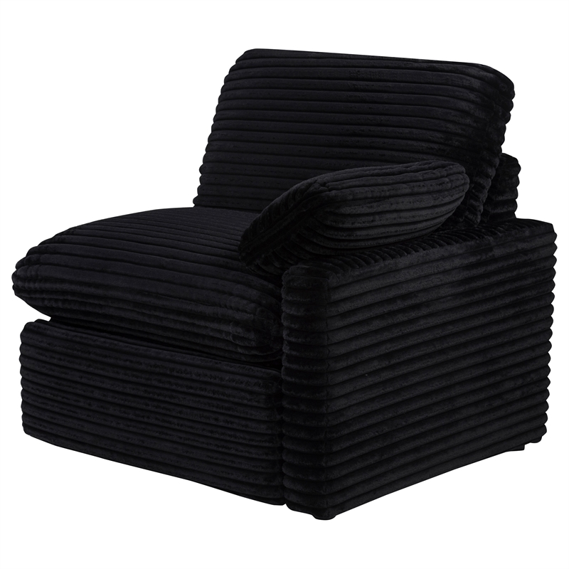 Pemberly Row Modular Upholstery Fabric Corduroy Power Loveseat in Black