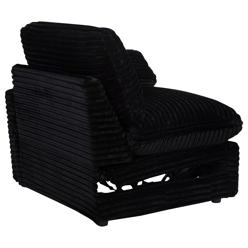 Pemberly Row Modular Upholstery Fabric Corduroy Power Loveseat in Black