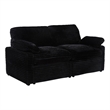 Pemberly Row Modular Upholstery Fabric Corduroy Power Loveseat in Black