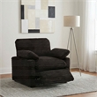 Pemberly Row Upholstery Fabric Corduroy Power Recliner Chair in Brown