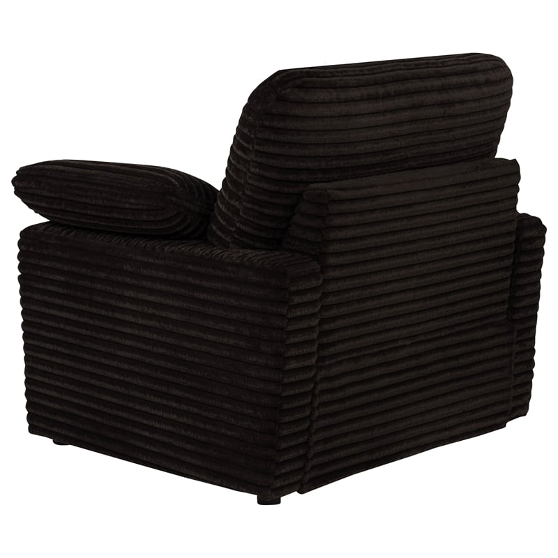 Pemberly Row Upholstery Fabric Corduroy Power Recliner Chair in Brown