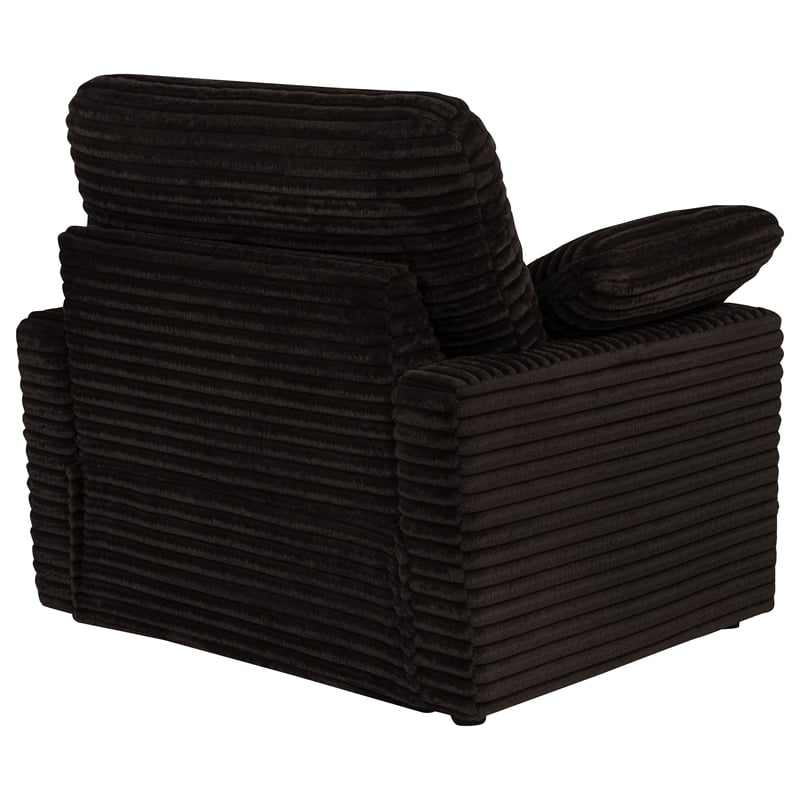 Pemberly Row Upholstery Fabric Corduroy Power Recliner Chair in Brown