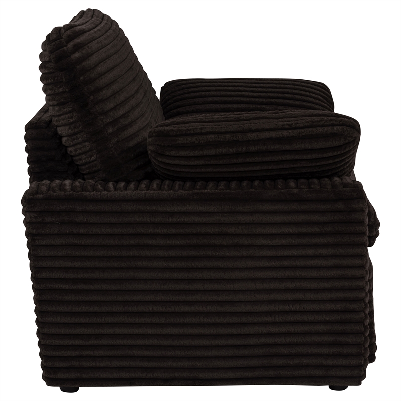 Pemberly Row Upholstery Fabric Corduroy Power Recliner Chair in Brown