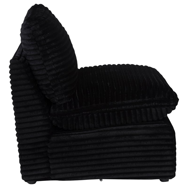 Pemberly Row Modular Upholstery Fabric Corduroy Armless Chair in Black